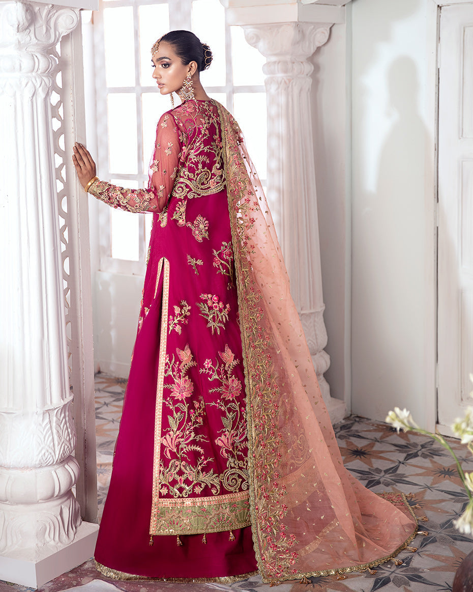 Gulaal | Wedding Formals | CHAMELI EMBROIDERED NET 3-PIECE SUIT WS-10 - Designer Dress with Intricate embroidery and embellishments. Shop elegent wedding dress at Maria Faisal.