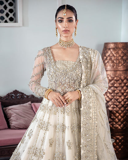Gulaal | Wedding Formals | MEERAL EMBROIDERED NET 3-PIECE SUIT WS-22 - Designer Dress with Intricate embroidery and embellishments. Shop elegent wedding dress at Maria Faisal.