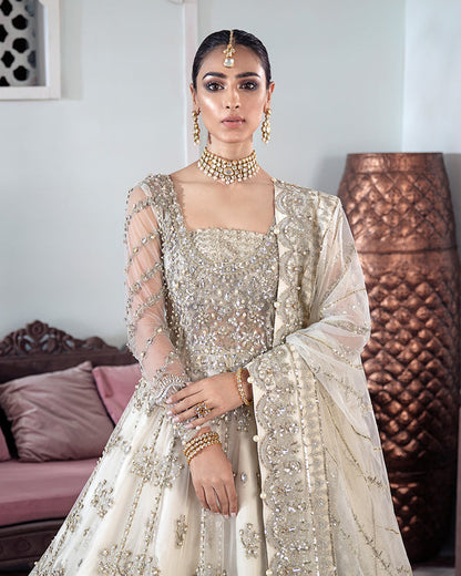 Gulaal | Wedding Formals | MEERAL EMBROIDERED NET 3-PIECE SUIT WS-22 - Designer Dress with Intricate embroidery and embellishments. Shop elegent wedding dress at Maria Faisal.