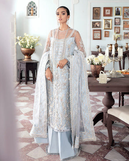 Gulaal | Wedding Formals | SAIKA EMBROIDERED NET 3-PIECE SUIT WS-20 - Designer Dress with Intricate embroidery and embellishments. Shop elegent wedding dress at Maria Faisal.