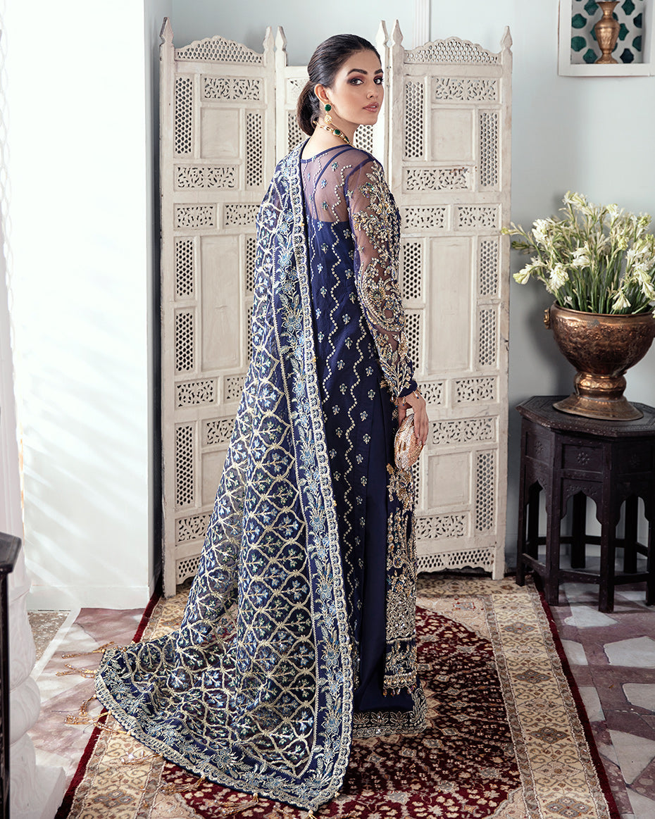 Gulaal | Wedding Formals | QAYINAAT EMBROIDERED NET 3-PIECE SUIT WS-16