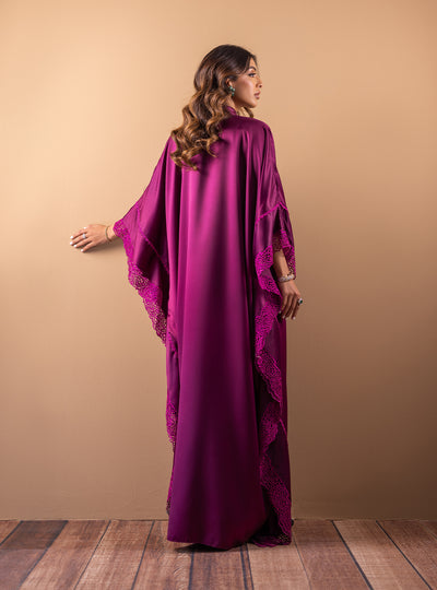 Zainab Chottani | The Kaftan Edit | Plum Flame - Formal Dress - available at Maria Faisal in UK and USA.