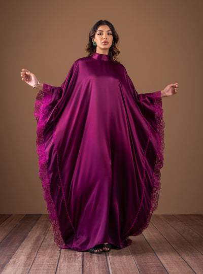 Zainab Chottani | The Kaftan Edit | Plum Flame - Formal Dress - available at Maria Faisal in UK and USA.