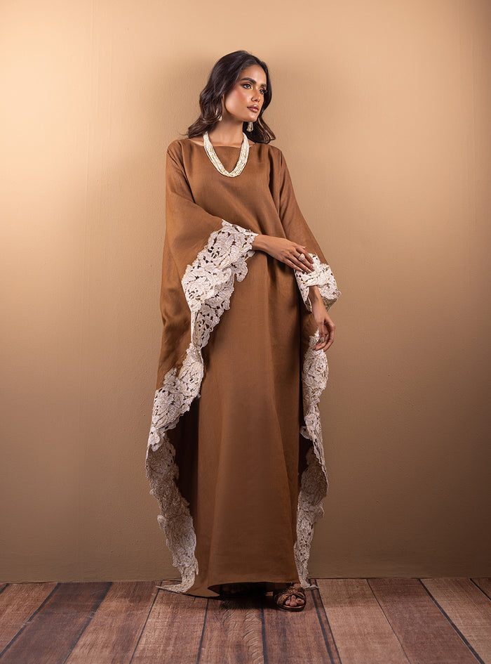 Zainab Chottani | The Kaftan Edit | Cinnamon Sand - Formal Dress - available at Maria Faisal in UK and USA.
