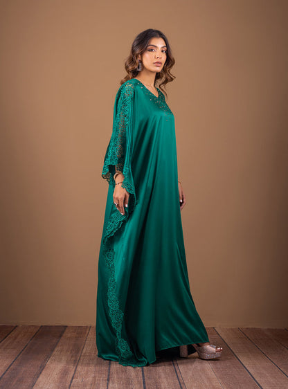 Zainab Chottani | The Kaftan Edit | Emerald Wishes - Formal Dress - available at Maria Faisal in UK and USA.