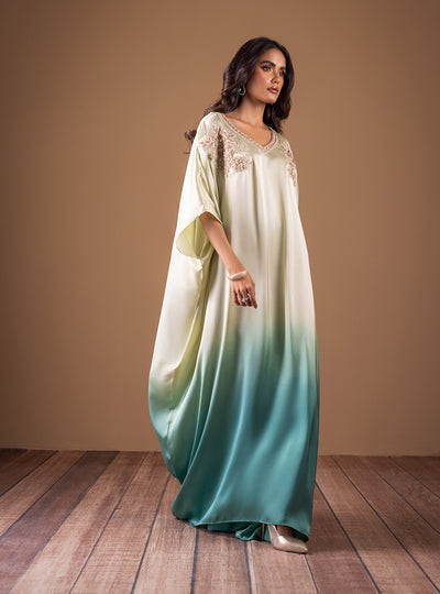 Zainab Chottani | The Kaftan Edit | Aqua Flame - Formal Dress - available at Maria Faisal in UK and USA.