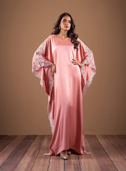 Zainab Chottani | The Kaftan Edit | Coral Blossom - Formal Dress - available at Maria Faisal in UK and USA.