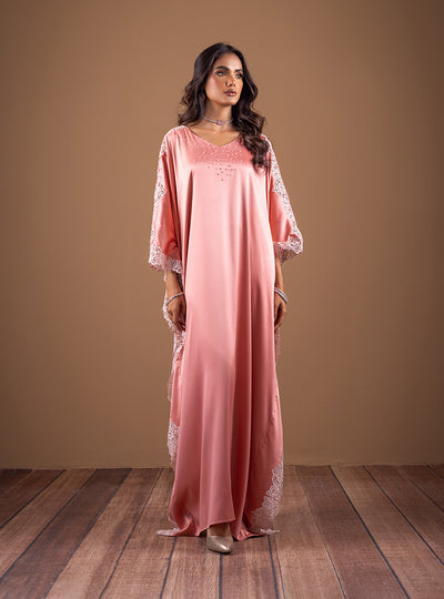 Zainab Chottani | The Kaftan Edit | Coral Blossom - Formal Dress - available at Maria Faisal in UK and USA.