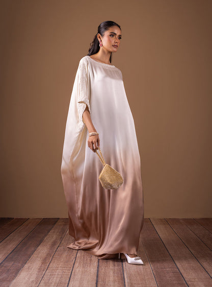 Zainab Chottani | The Kaftan Edit | Champagne Flame - Formal Dress - available at Maria Faisal in UK and USA.