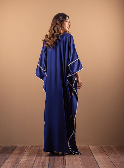 Zainab Chottani | The Kaftan Edit | Deep Blue Blossom - Formal Dress - available at Maria Faisal in UK and USA.
