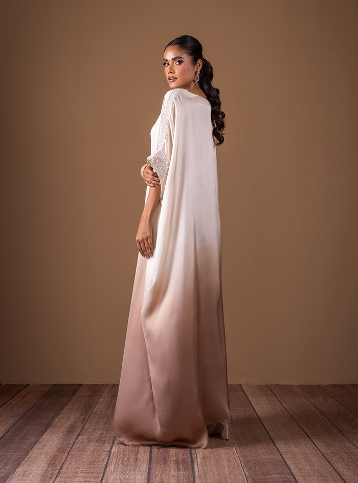 Zainab Chottani | The Kaftan Edit | Champagne Flame - Formal Dress - available at Maria Faisal in UK and USA.