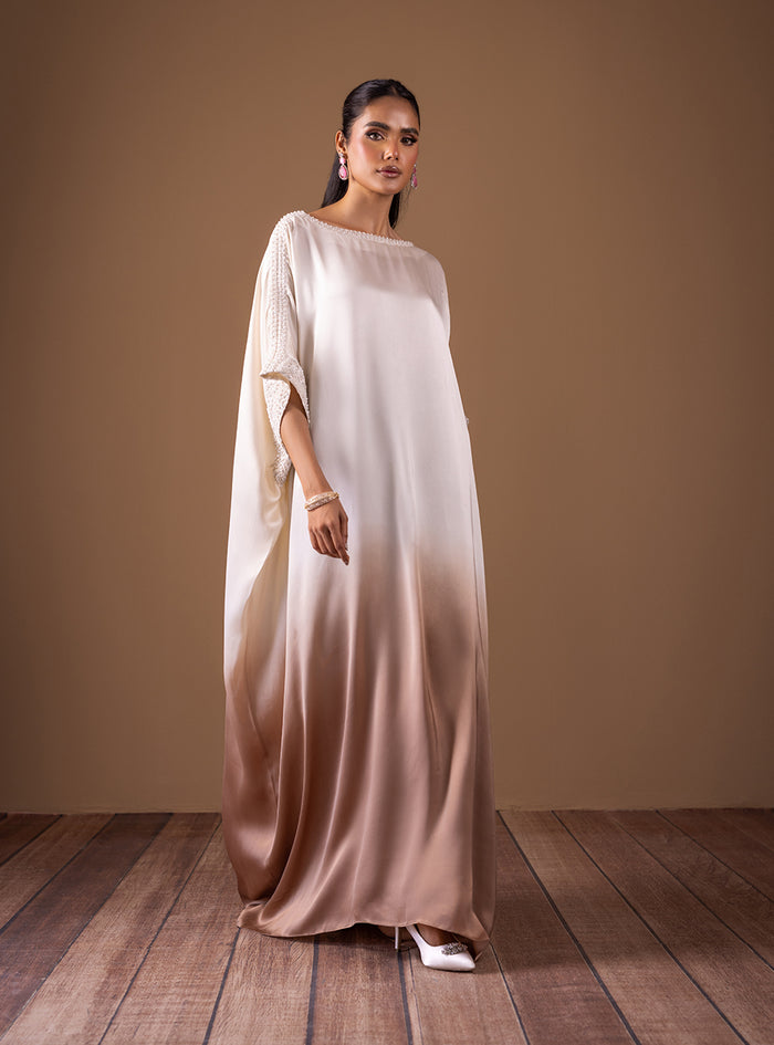 Zainab Chottani | The Kaftan Edit | Champagne Flame - Formal Dress - available at Maria Faisal in UK and USA.