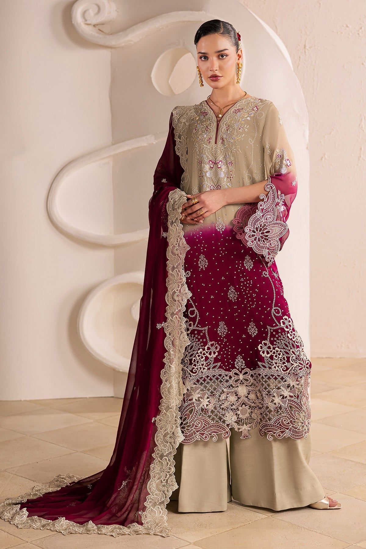 Nureh | Fancy Formal | NP-775 - Formal Dress - available at Maria Faisal in UK and USA.
