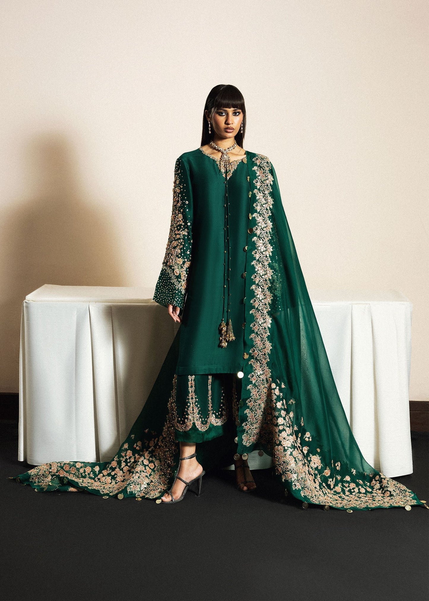 Hussain Rehar | Luxury Pret 26 | Noor Lepoque - Luxury Dress - available at Maria Faisal in UK and USA.