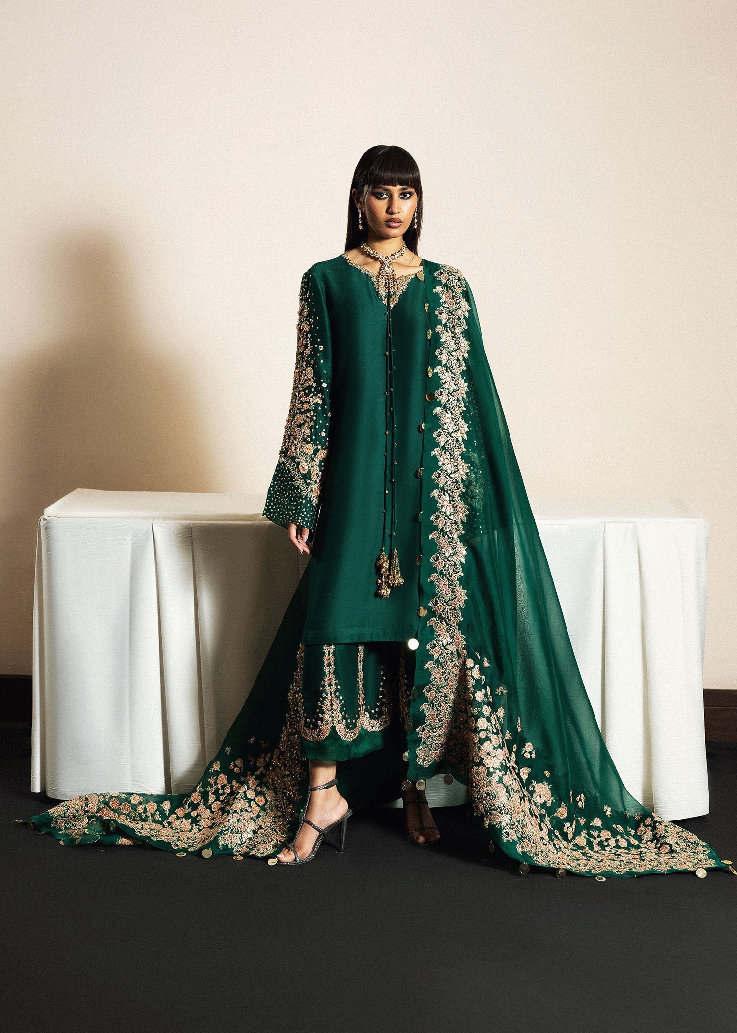 Hussain Rehar | Luxury Pret 26 | Noor Lepoque - Luxury Dress - available at Maria Faisal in UK and USA.