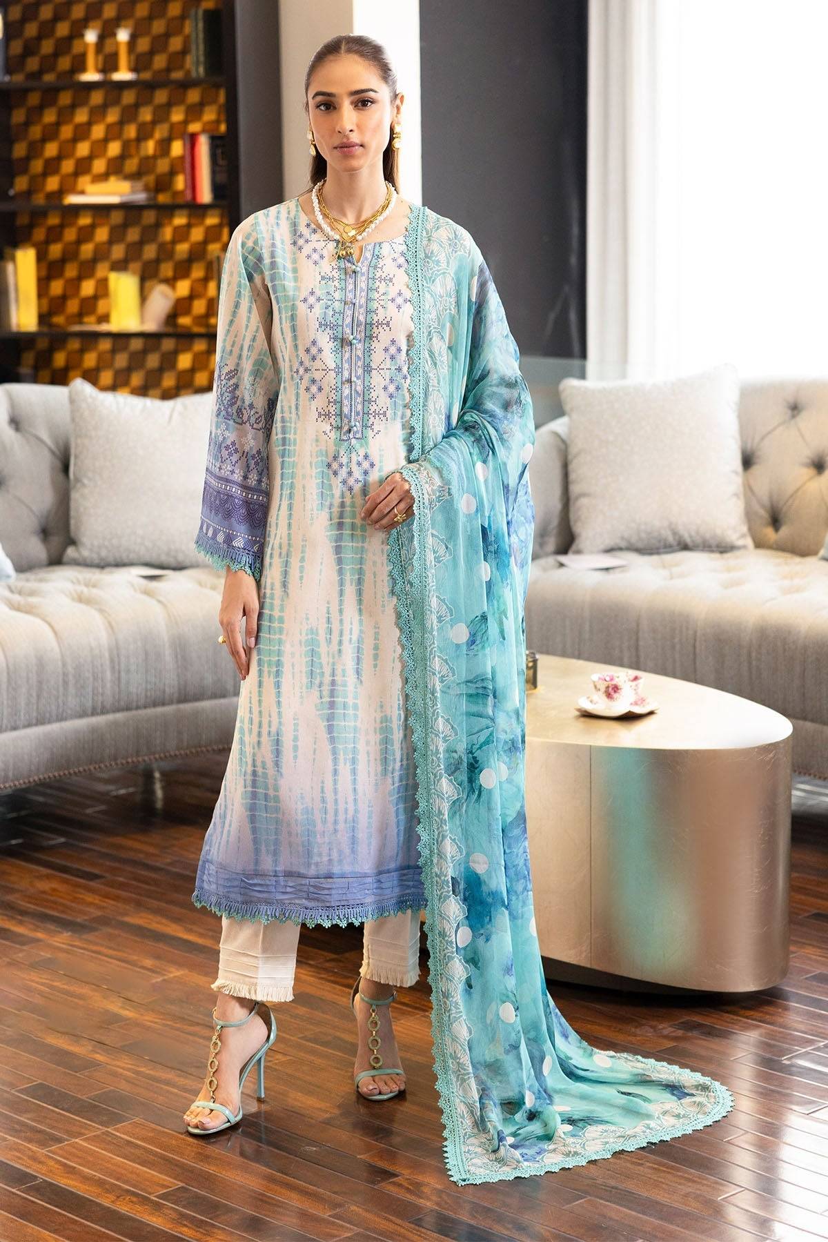 Nureh | Printed lawn 25 | SP-117 by Maria Faisal - Registered Vendor of : Nureh - type : Ladies Clothes - 100% original wedding dresses