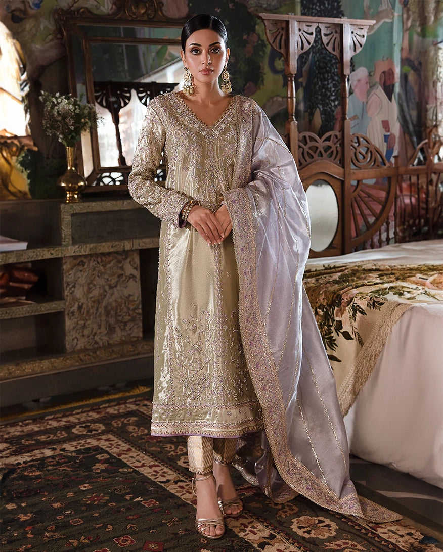 Mushq | Sunehri Lama Silk | Zyva - Formal Dress - available at Maria Faisal in UK and USA.
