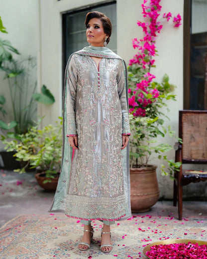 Mushq | Sunehri Lama Silk | Resham - Formal Dress - available at Maria Faisal in UK and USA.