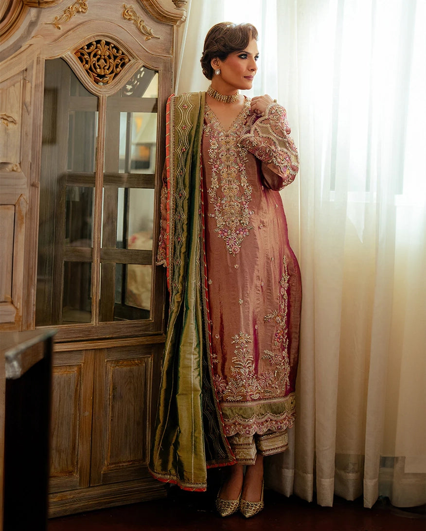 Mushq | Sunehri Lama Silk | Seema - Formal Dress - available at Maria Faisal in UK and USA.