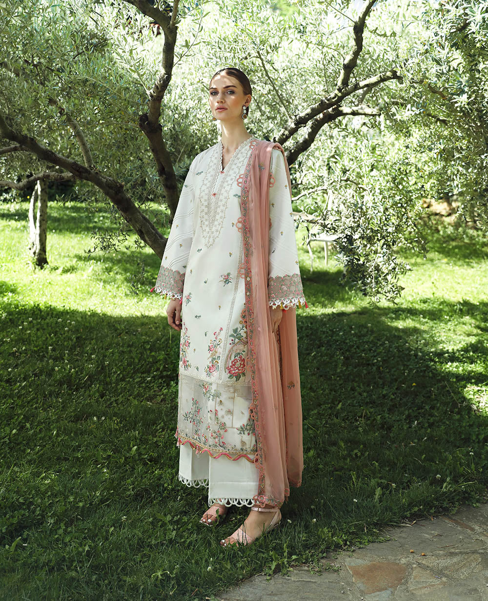 Republic Womenswear | Aylin Summer Lawn 24 | Camellia (D3-B) - Designer Dress with Intricate embroidery and embellishments. Shop elegent wedding dress at Maria Faisal.