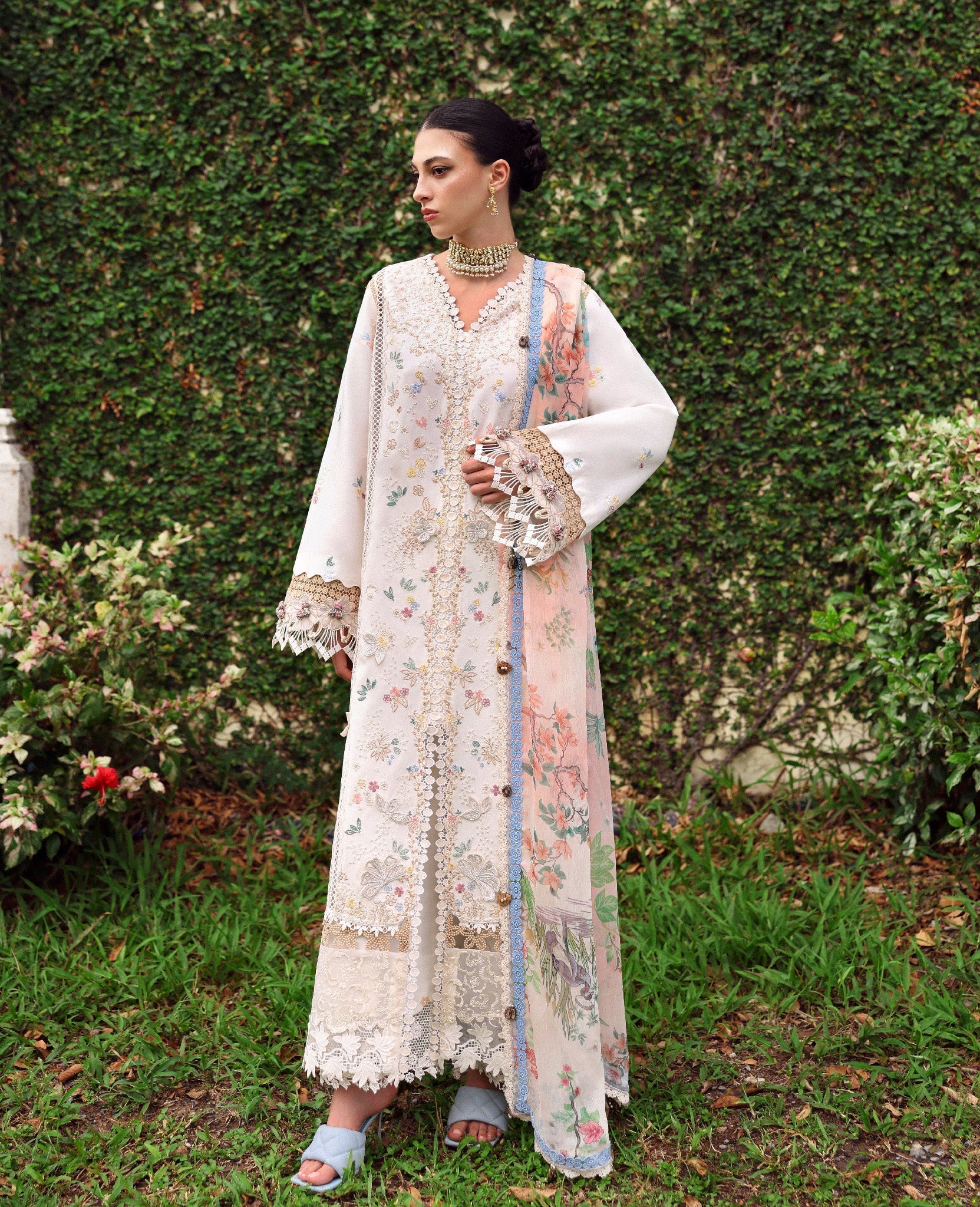 Republic Womenswear | Lilas Lawn 26 | Amaya - Luxury Dress - available at Maria Faisal in UK and USA.