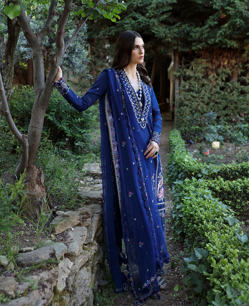 Republic Womenswear | Aylin Summer Lawn 24 | Camellia (D3-A) - Designer Dress with Intricate embroidery and embellishments. Shop elegent wedding dress at Maria Faisal.
