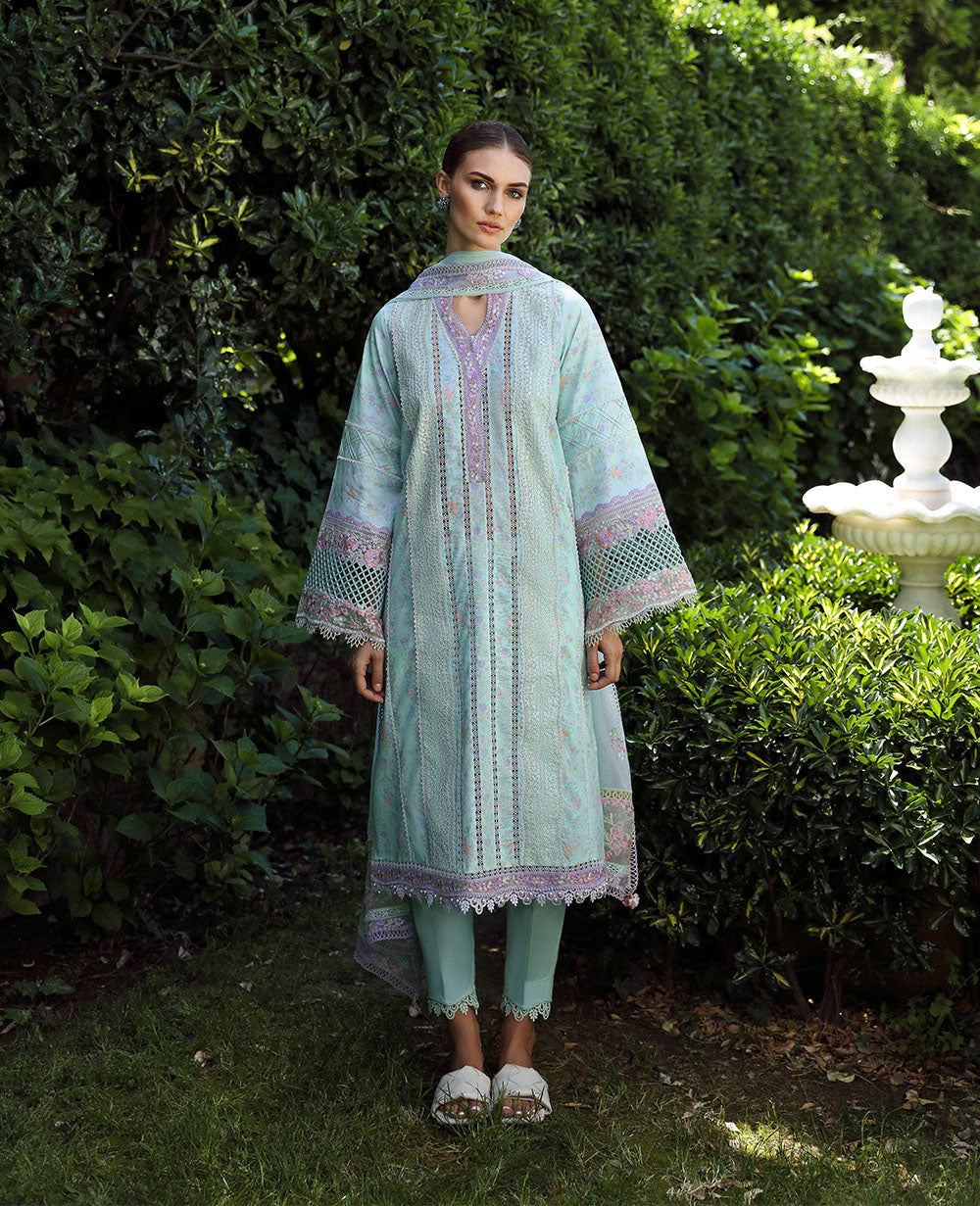 Republic Womenswear | Aylin Summer Lawn 24 | Rosa (D8-A) - Designer Dress with Intricate embroidery and embellishments. Shop elegent wedding dress at Maria Faisal.