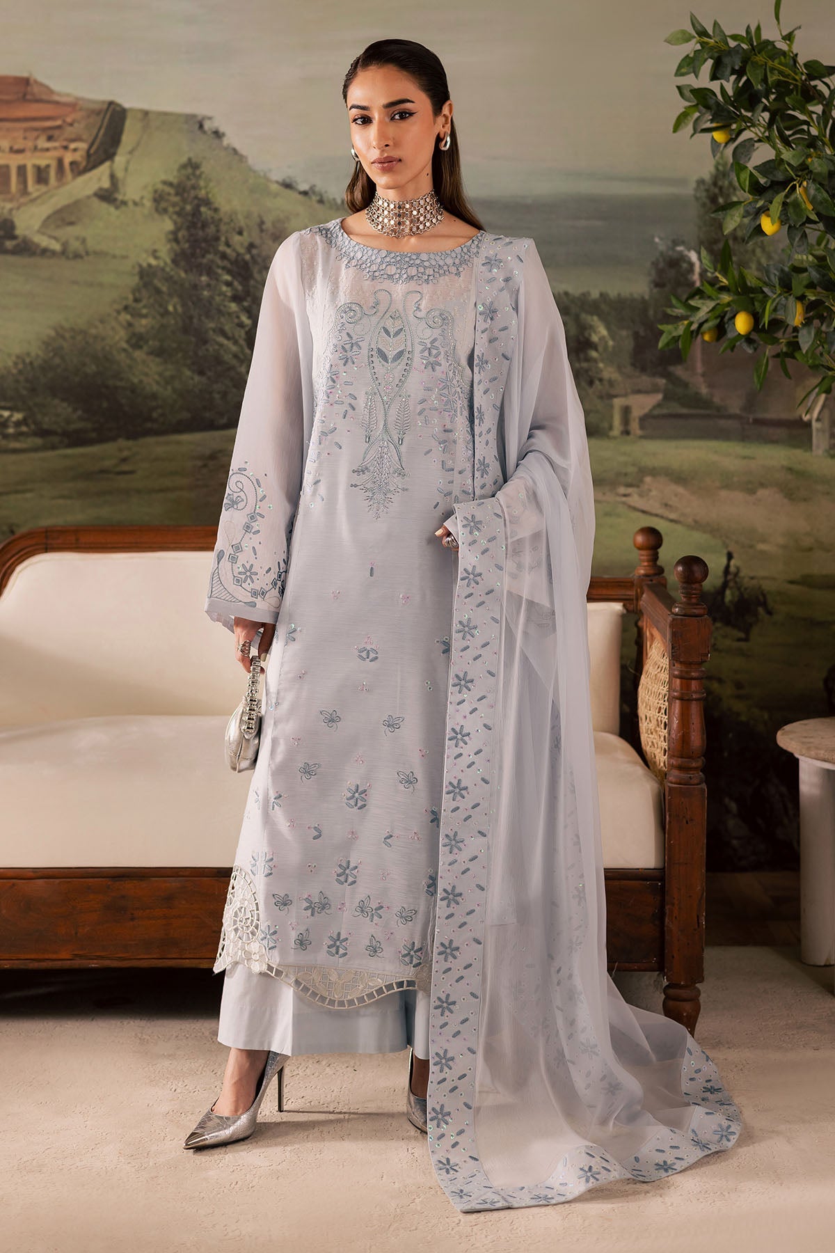 Nureh | Shades of Winter | NP-668 - Casual Dress - available at Maria Faisal in UK and USA.