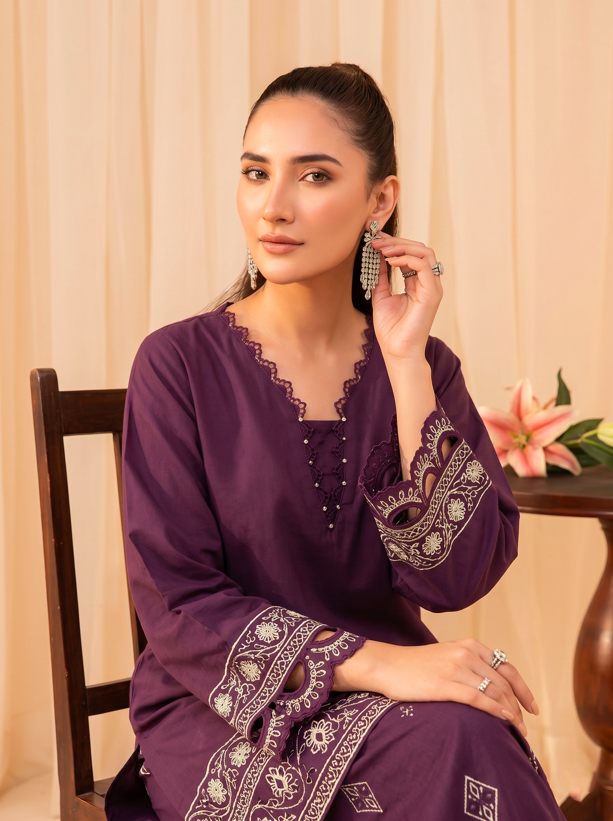 Faiza Faisal | FNF Cords Edit |VIOLET MIST - Casual Dress - available at Maria Faisal in UK and USA.