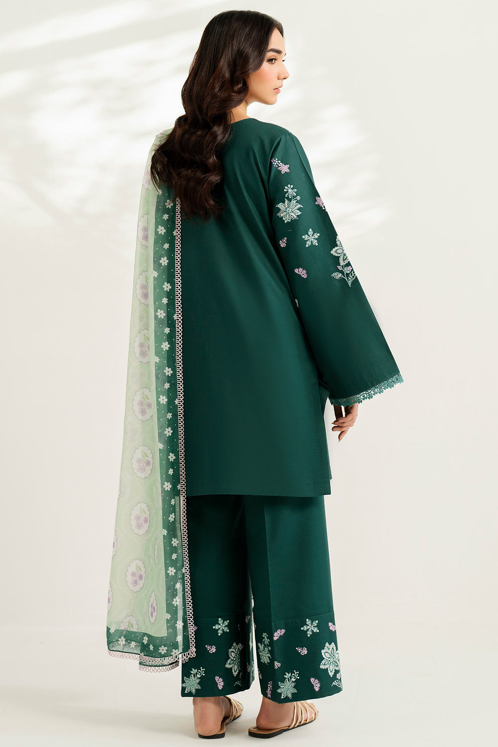Farasha | Thread Lines Embroidered | Turquoise Bliss - Ladies Clothes - Maria Faisal