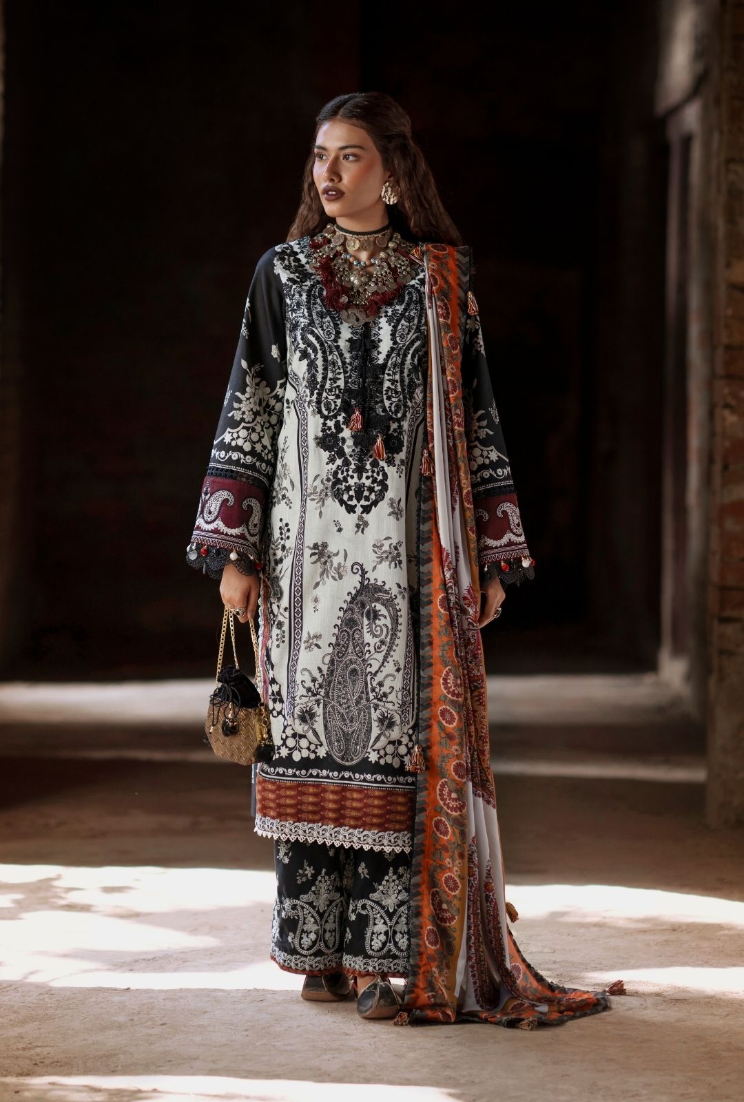 AJR Couture | Sard Sham | Makhmal - Casual Dress - available at Maria Faisal in UK and USA.