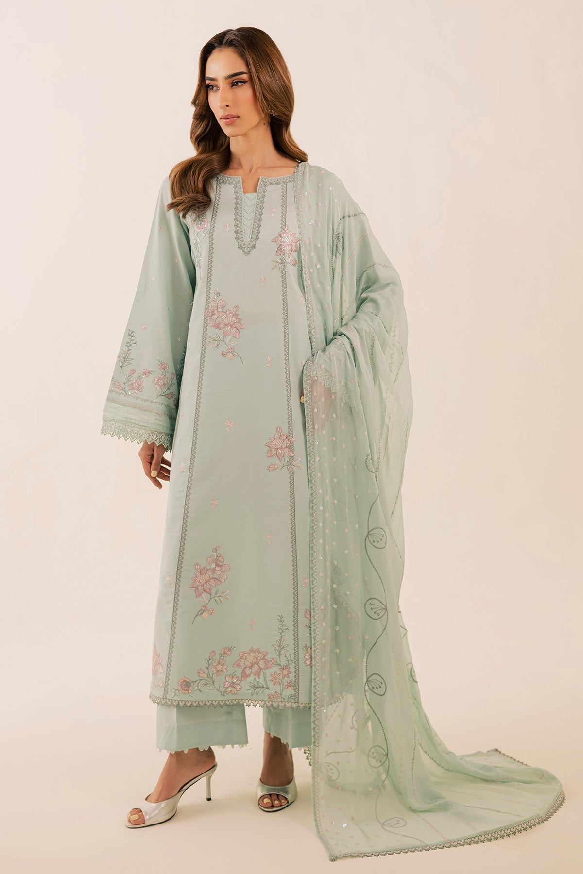 Nureh | Shades of Summer | NP-760 - Luxury Dress - available at Maria Faisal in UK and USA.