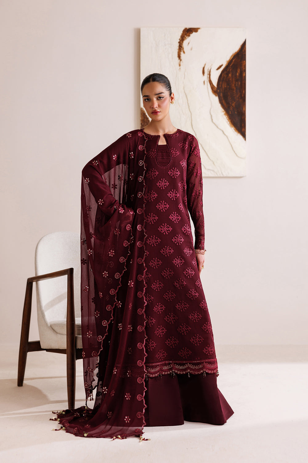 Farasha | Chiffon Threads 26 | Crimson Grace - Formal Dress - available at Maria Faisal in UK and USA.
