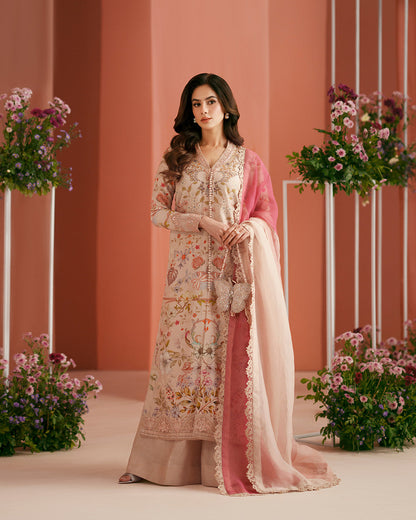 Faiza Saqlain | Roim Silk Edit | Nermin - Luxury Dress - available at Maria Faisal in UK and USA.