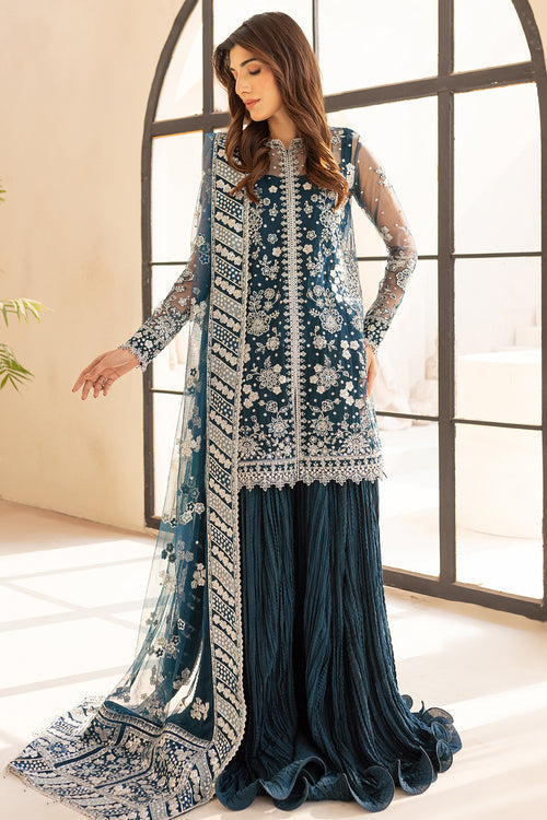 Farasha | Lu Zella Premium Formals 25 | Teal Drizzle - Ladies Clothes - Maria Faisal