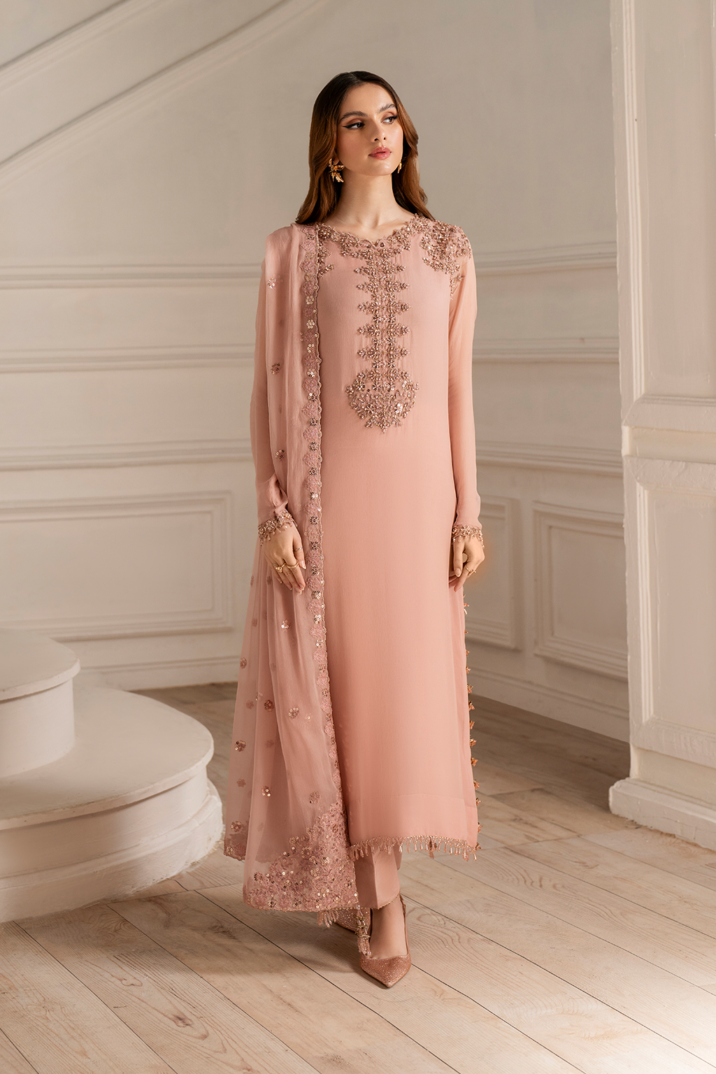 Iznik I Festive Formal I UE-479 Embroidered Chiffon - Ladies Clothes - Maria Faisal