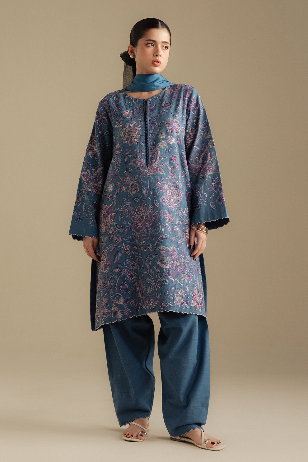 Zara Shahjahan | Coco Winter 25 | Mist-2B - Luxury Dress - available at Maria Faisal in UK and USA.