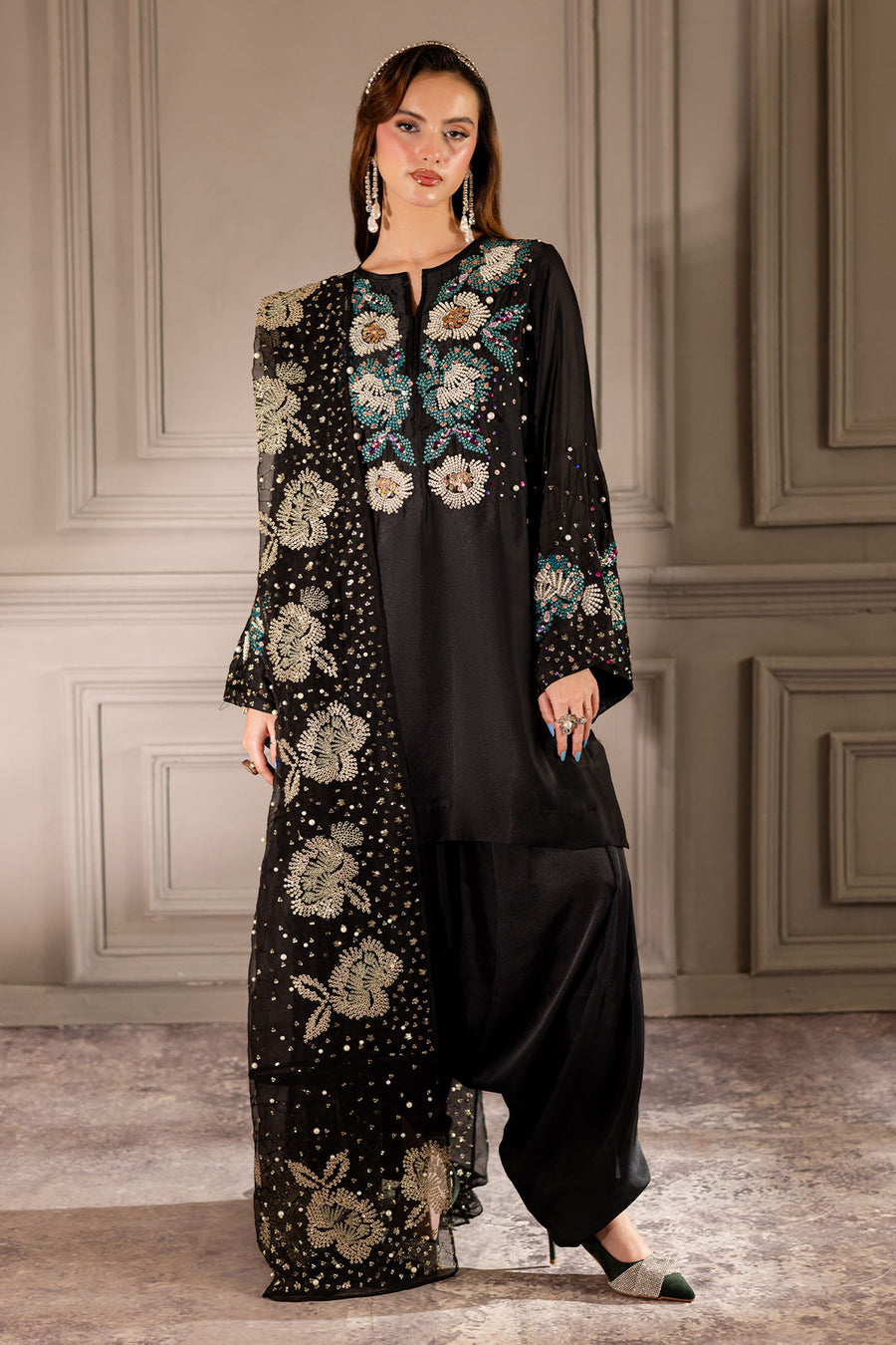 Nureh | Fancy Formal | TW-18 - Formal Dress - available at Maria Faisal in UK and USA.