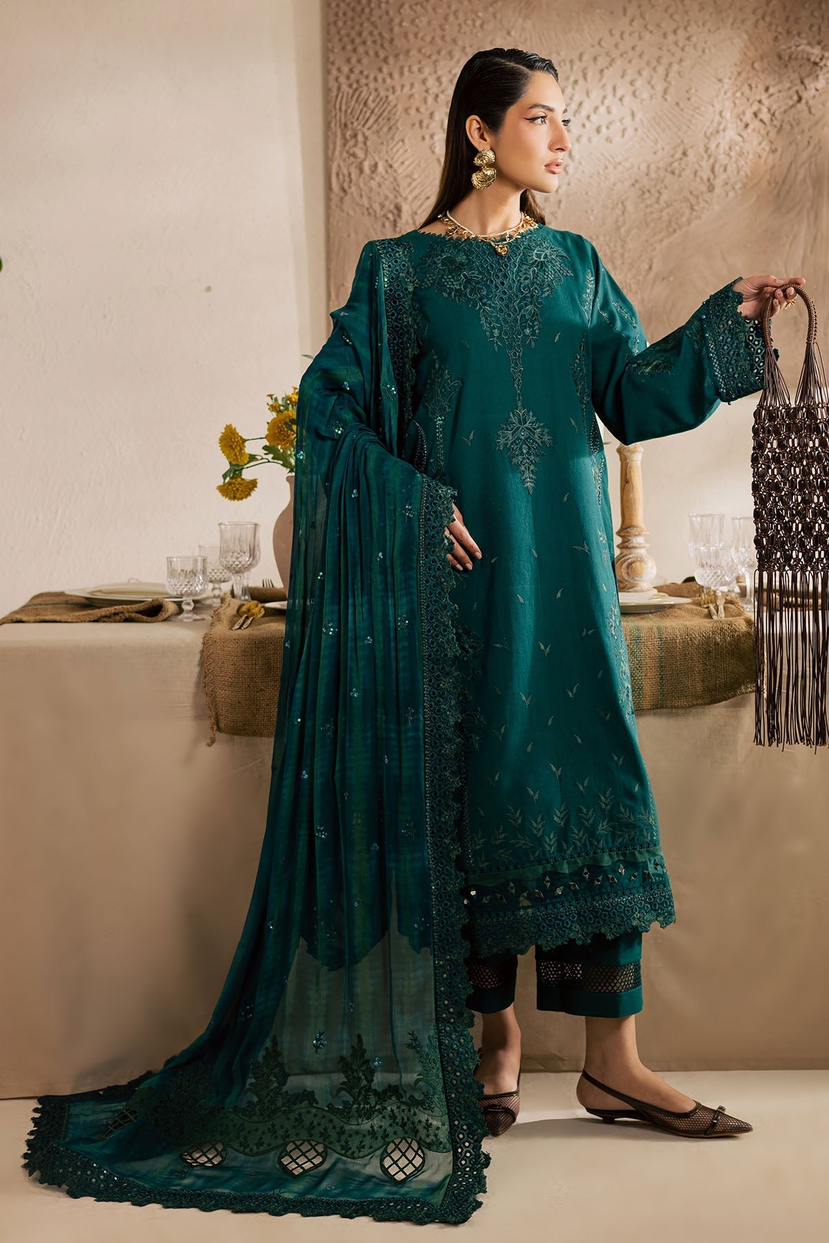 Nureh | Karandi Collection | NE-220 - Luxury Dress - available at Maria Faisal in UK and USA.
