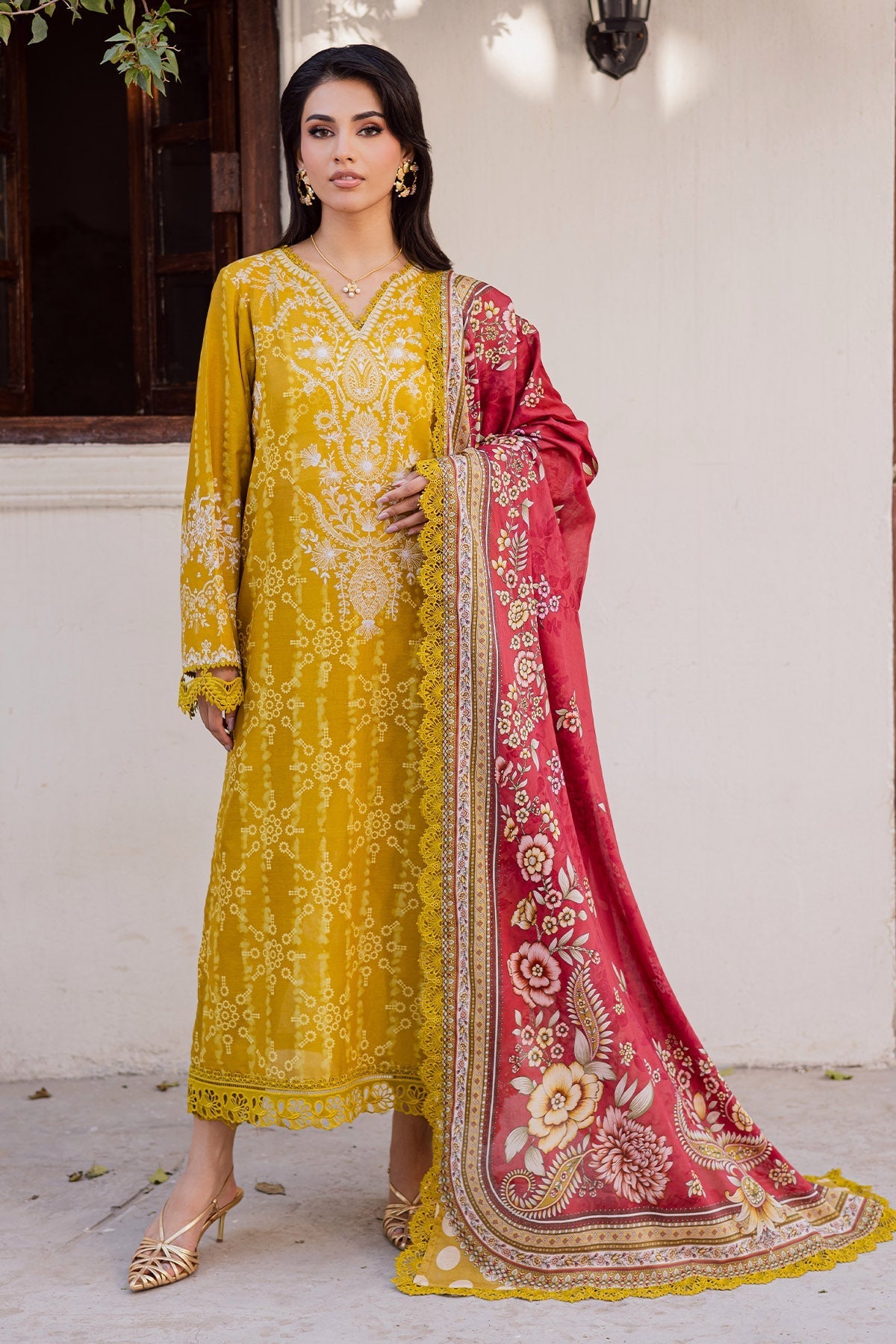 Nureh | Rania Prints | NR-01 - Casual Dress - available at Maria Faisal in UK and USA.