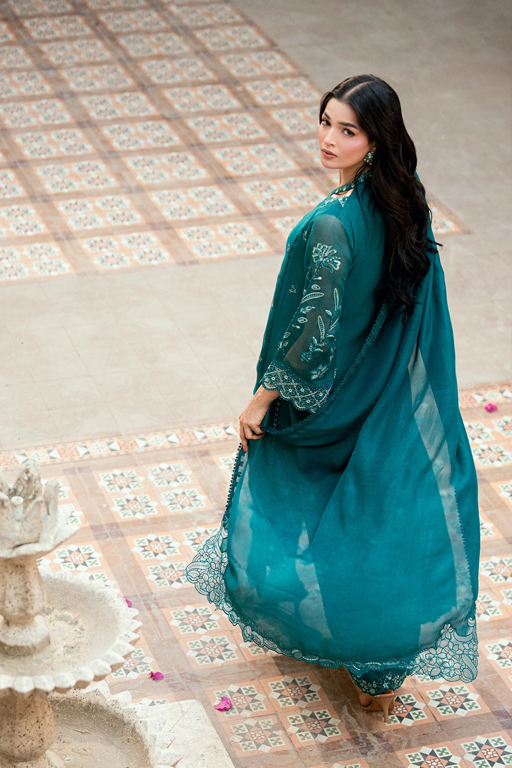 Azure | Vogue Formals | Emerald Empress - Formal Dress - available at Maria Faisal in UK and USA.