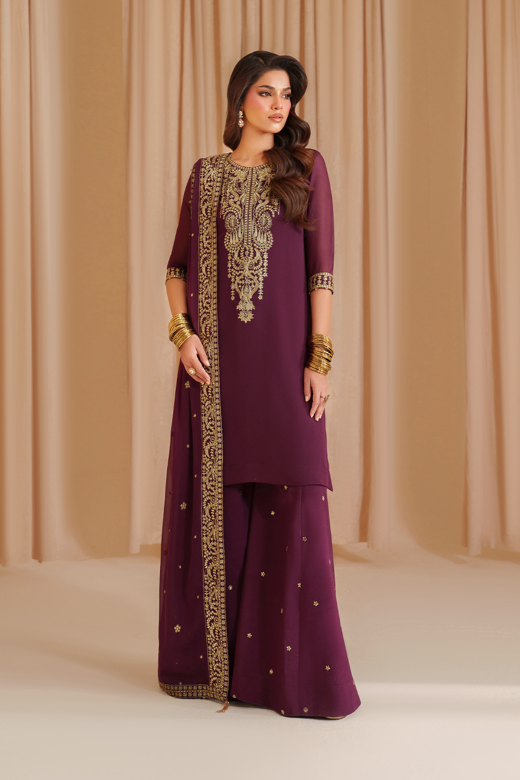 Iznik I Festive Formal I CC-76 Embroidered Chiffon - Ladies Clothes - Maria Faisal