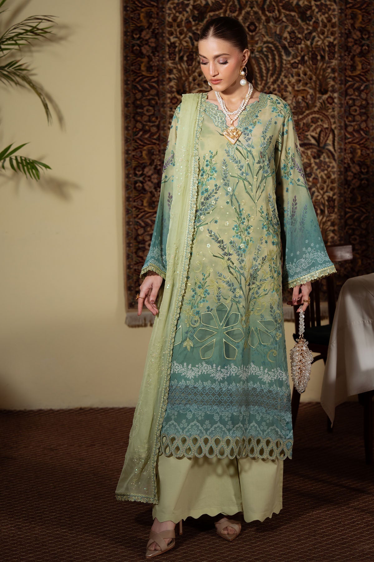 Nureh | Swiss Lawn | NS-161 - Luxury Dress - available at Maria Faisal in UK and USA.