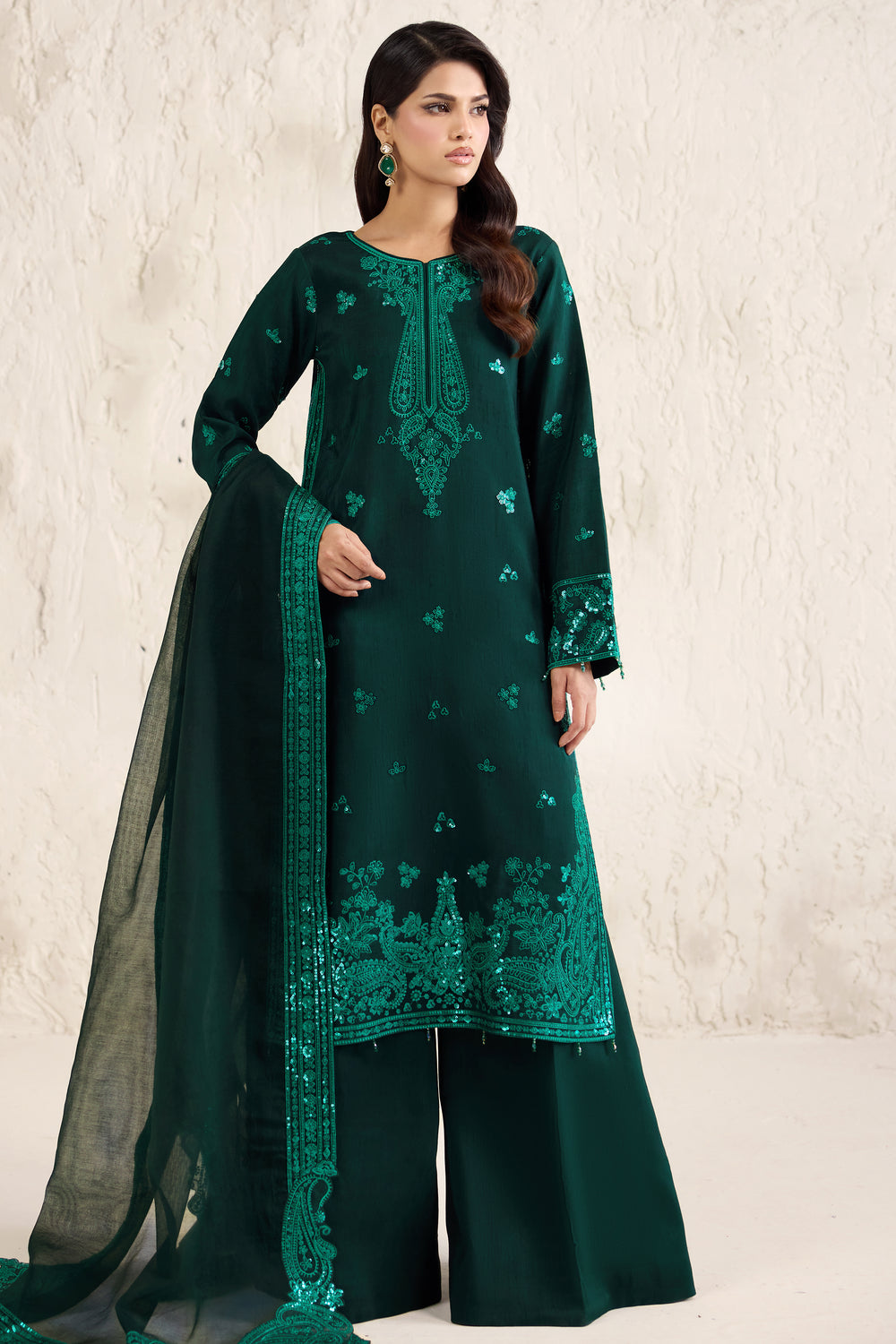 Farasha | Formals 26 | Emerald Luxe - Formal Dress - available at Maria Faisal in UK and USA.