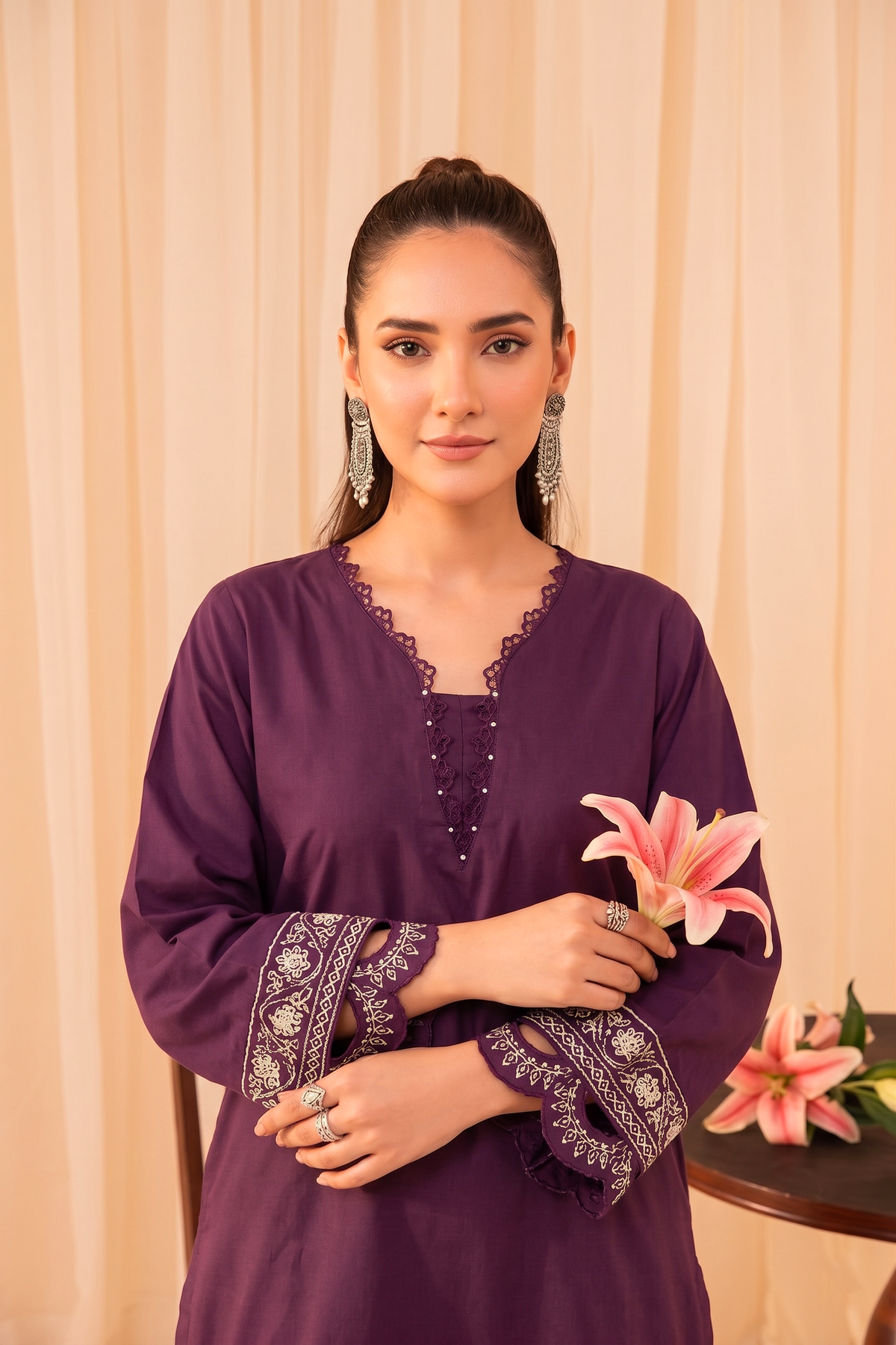 Faiza Faisal | FNF Cords Edit |VIOLET MIST - Casual Dress - available at Maria Faisal in UK and USA.