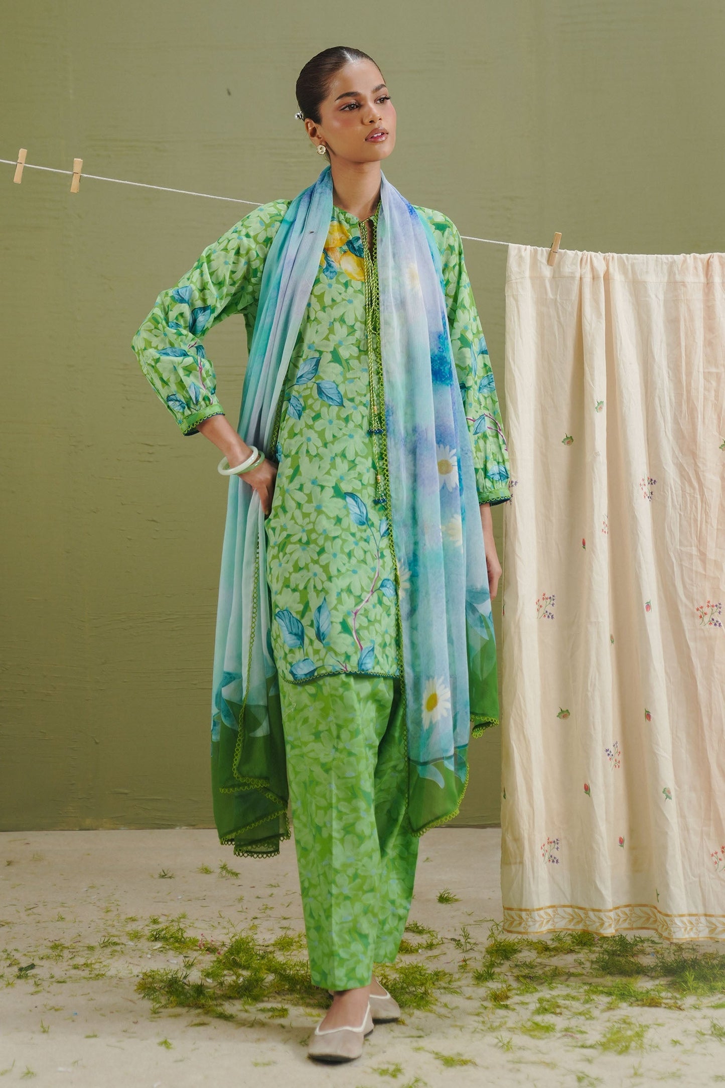 Zara Shahjahan | Coco Prints 26 | Kael-7B - Casual Dress - available at Maria Faisal in UK and USA.