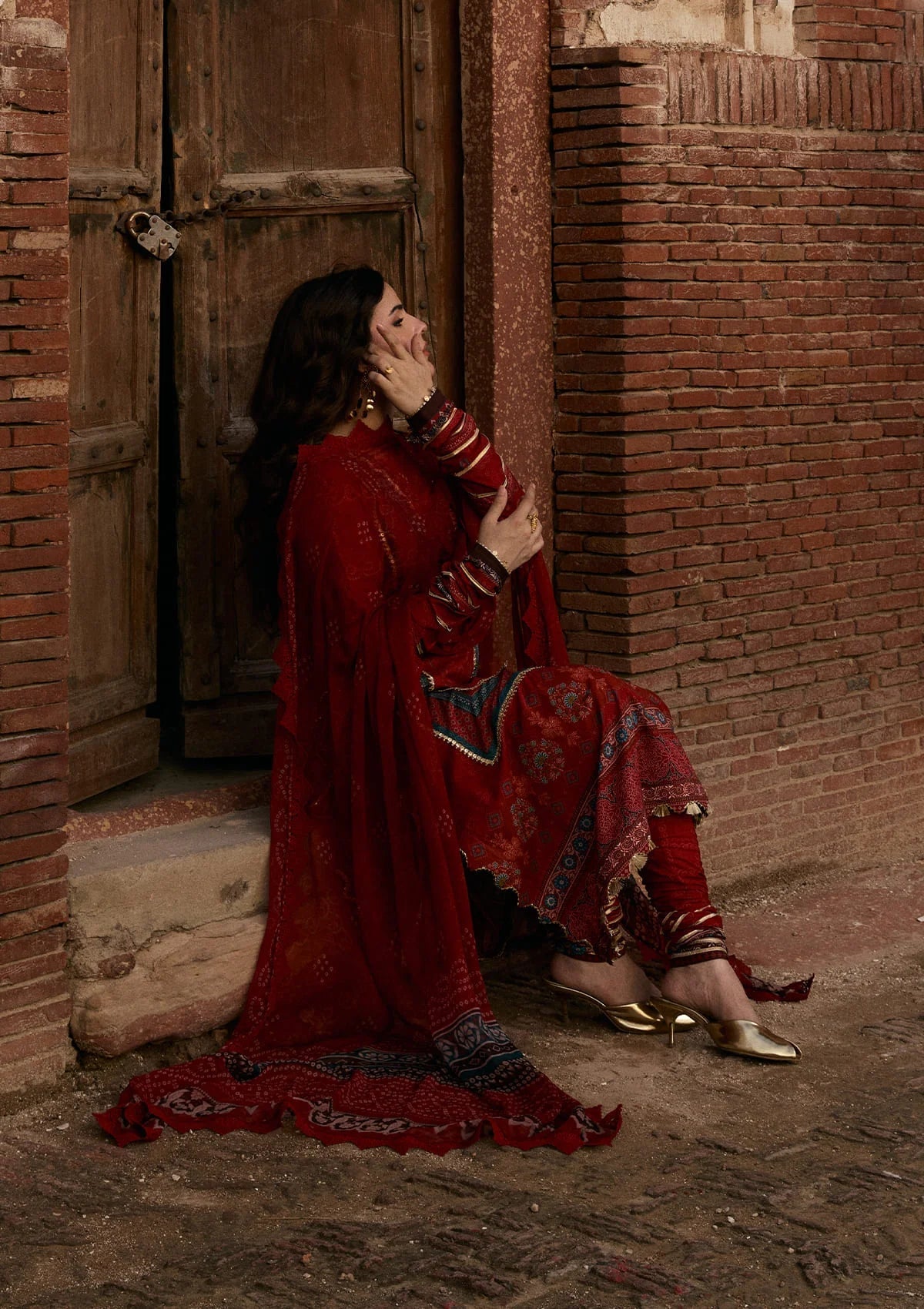 Kahf Premium | Prints Collection 26 | KPS-1A SURKH NOOR - Luxury Dress - available at Maria Faisal in UK and USA.