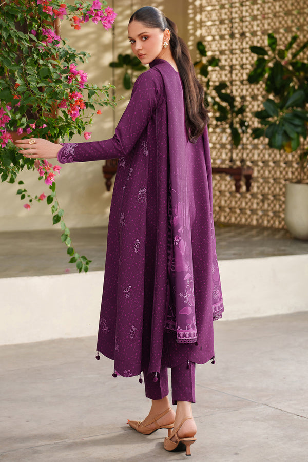 Farasha | Meline Premium Viscose 25 | Wild Plum - Luxury Dress - available at Maria Faisal in UK and USA.