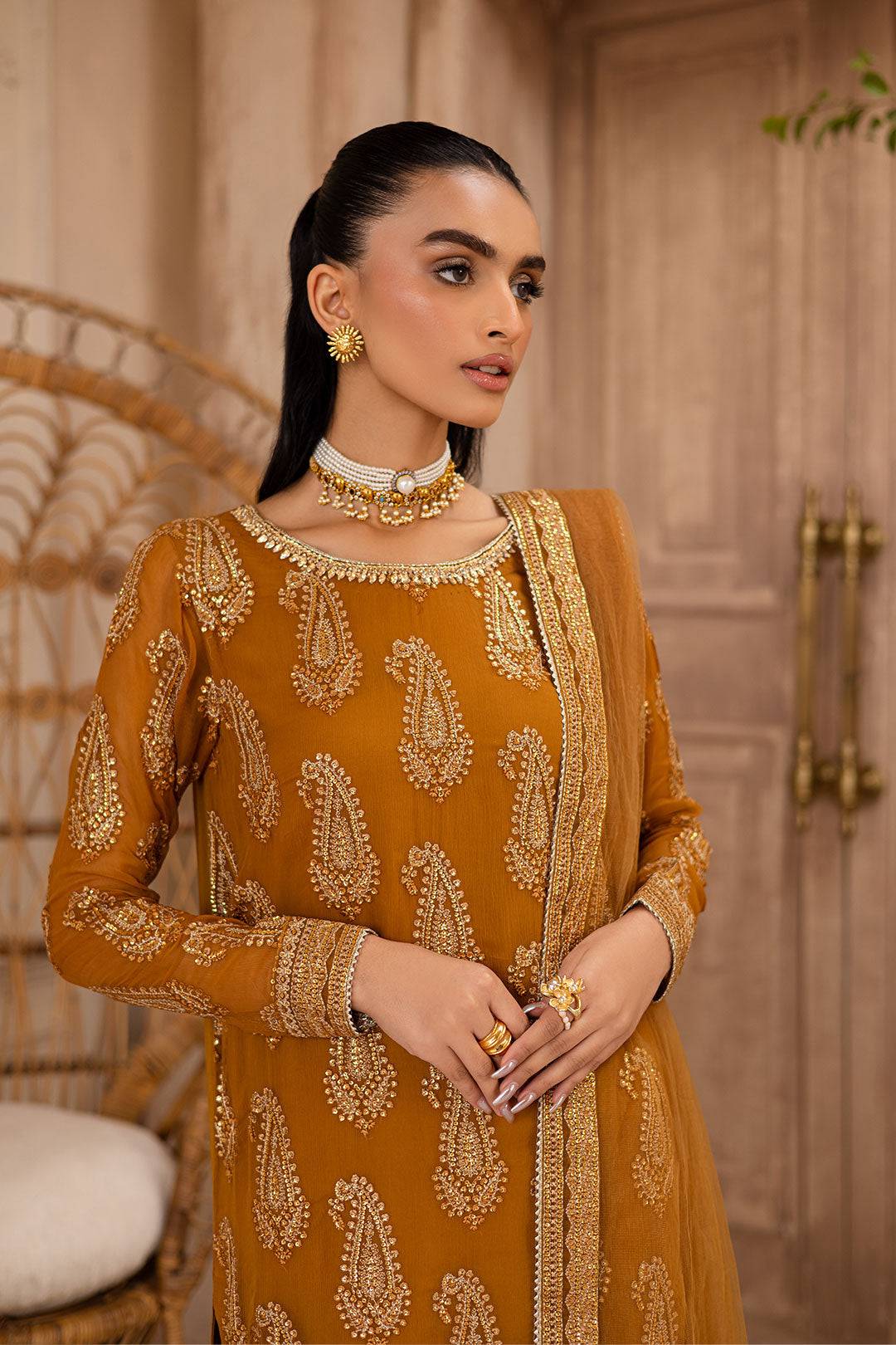 Batik | Zahay Festive Pret | Paisley Mustard by Maria Faisal - Registered Vendor of : Batik - type : Ladies Clothes - 100% original wedding dresses