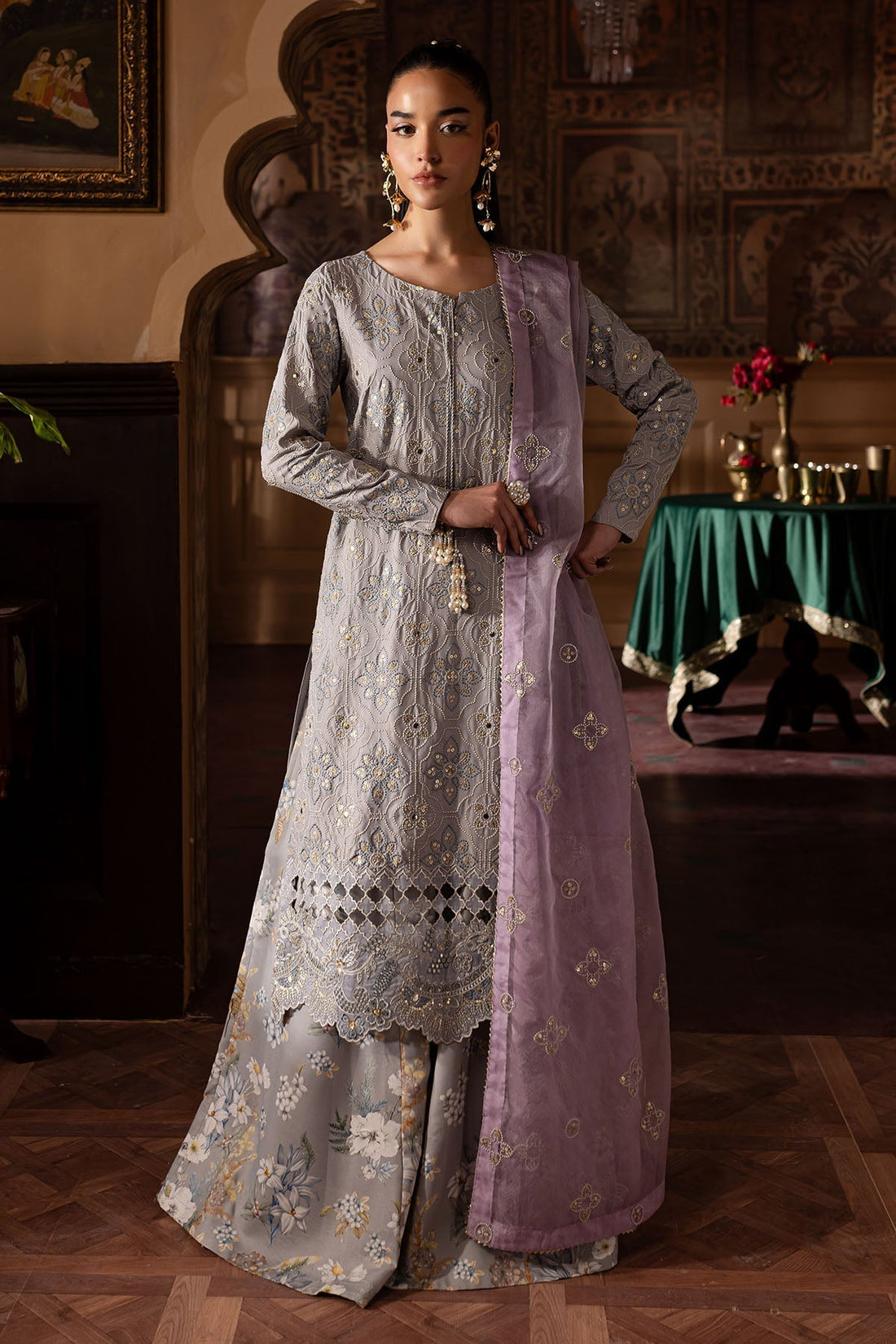 Nureh | Nur Mahal Formals | NE-142 - Designer Dress with Intricate embroidery and embellishments. Shop elegent wedding dress at Maria Faisal.